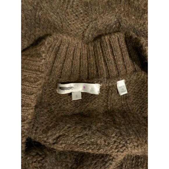 Vince Brown Wool Blend Cable-knit V-Neck Sweater, Size Small - Picture 5 of 5
